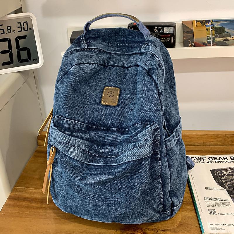 Children's Schoolbags Elementary School Students Junior High School Girls High School Students Denim Backpacks