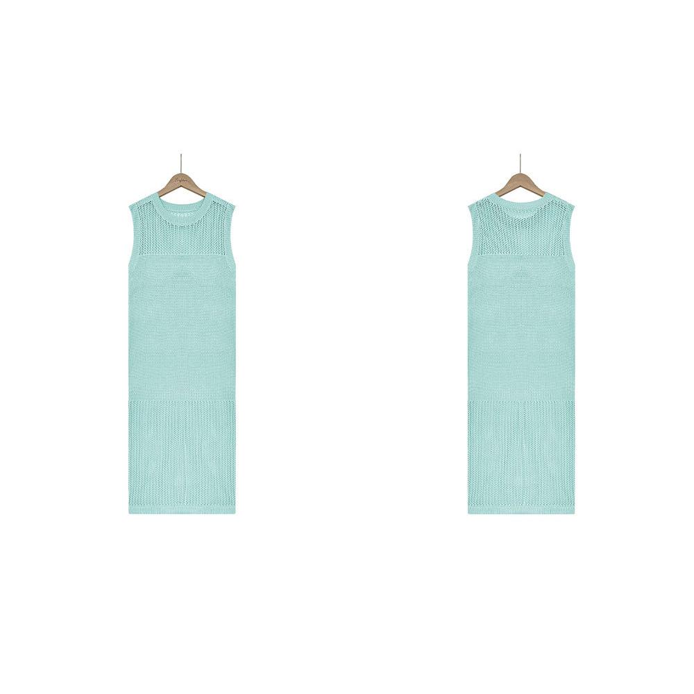 Letní móda jednobarevné šaty bez rukávů, pletené vestové šaty