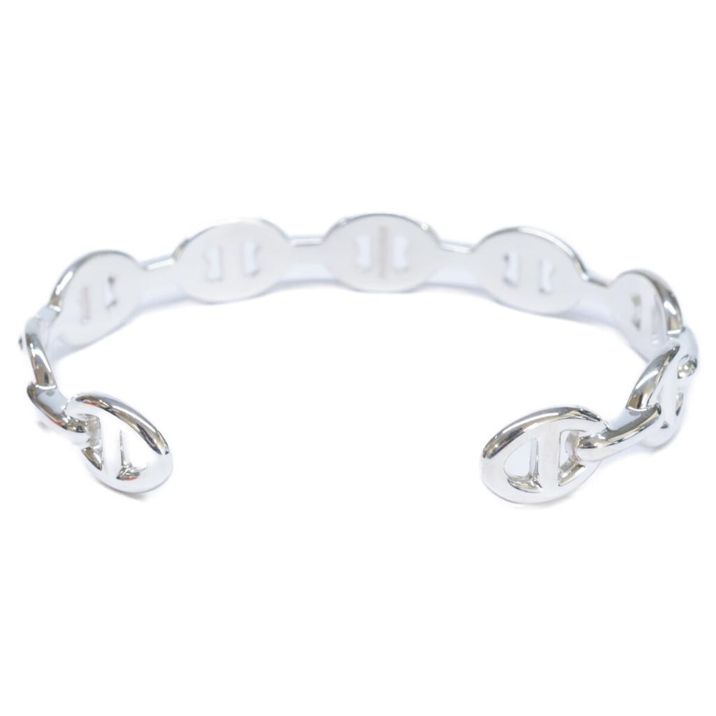 HERMES Finished 925 Chaine d'Ancre Enchaine MM Bangle LG SilverUsed