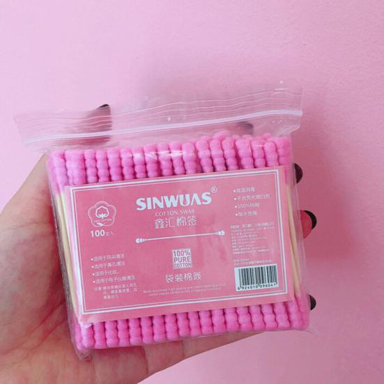 100Pcs Double Head Disposable Makeup Cotton Swab Cosmetics Cleaning Remover