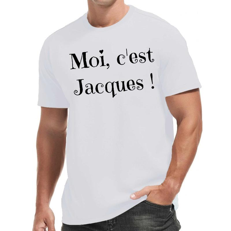 

Я, Летняя футболка с коротким рукавом Jacques для мужчин, Топ S белый