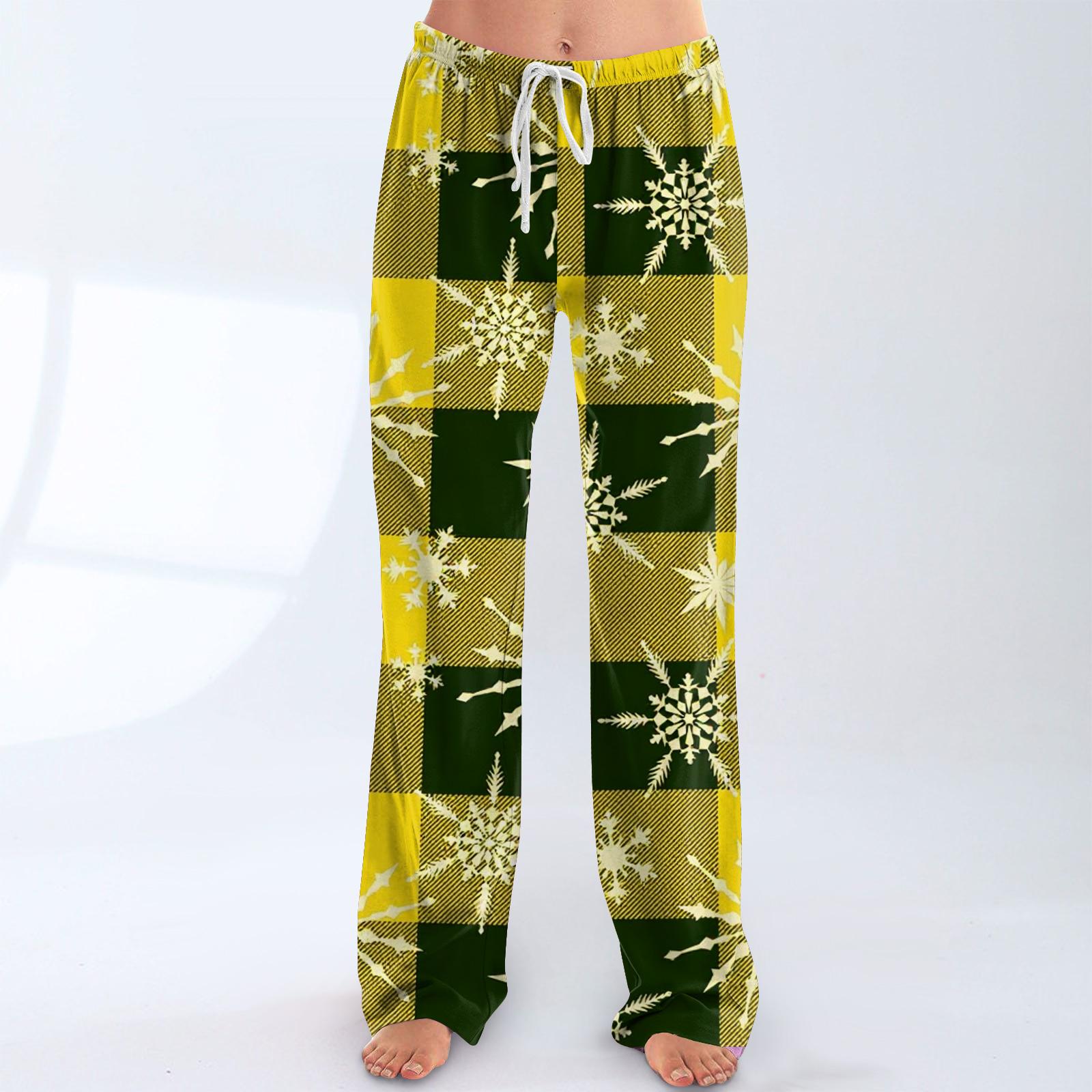 

Женские повседневные модные брюки с рождественским принтом, плюшевые повседневные брюки XL жёлтый