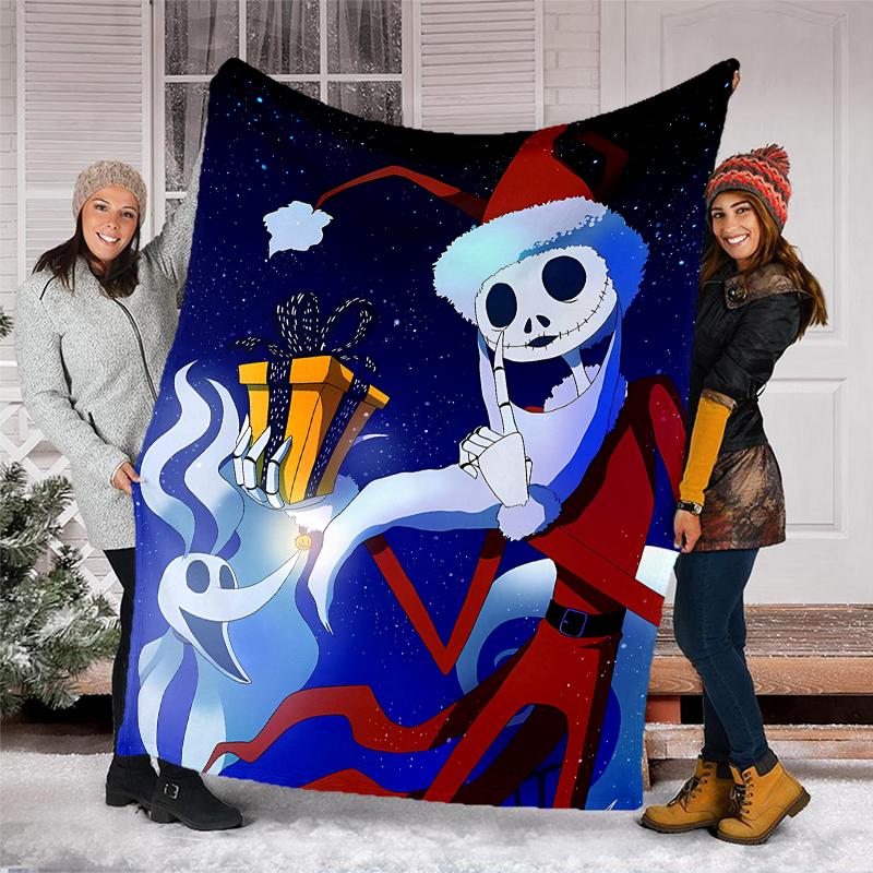 The Nightmare Before Christmas Theme Printed Blanket - Perfect for Couch, Bed, Travel & Outdoor Use | Machine Washable, Cozy & Durable.