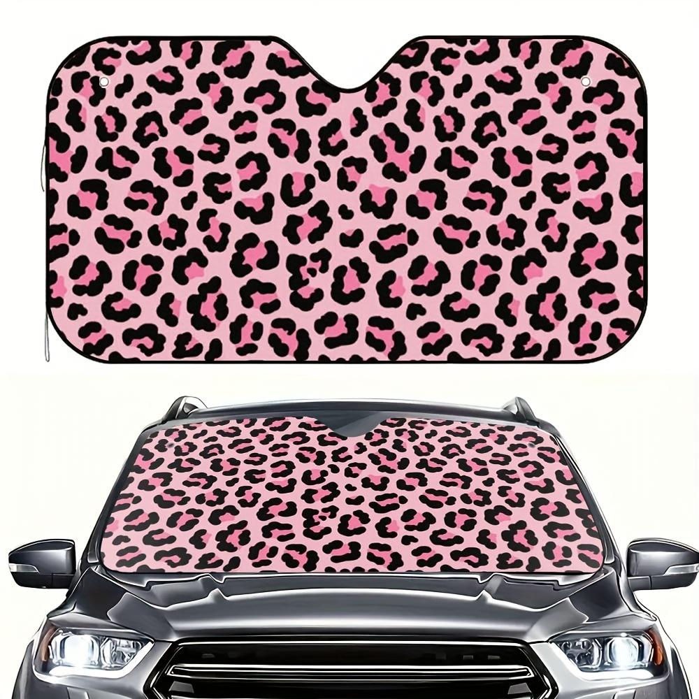 1pc Pink Leopard Print Fit Car Windshield Sunshade - Stylish & Effective Sun Visor With 4 Suction Cups, Heat & Glare Reduction,