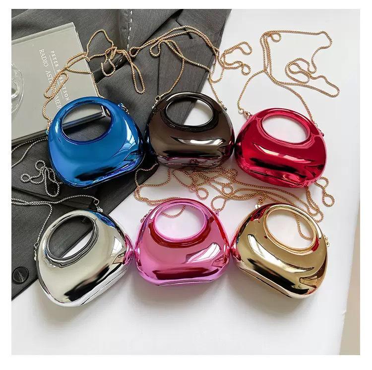 2025 Spring/Summer European & American High-End Crescent Acrylic Bag with Gold/Silver Accents - Handbag & Evening Bag