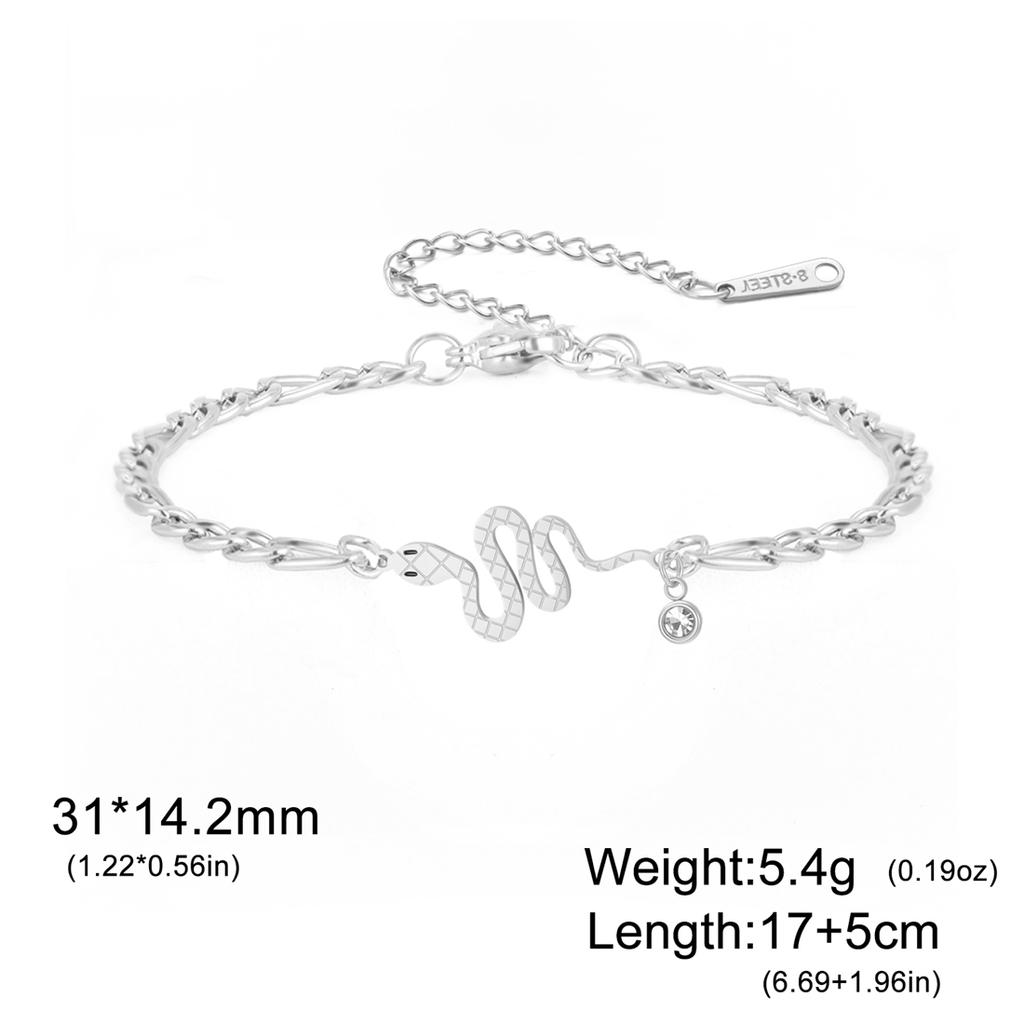 Snake Bracelet for Women Men Stainless Steel Rope Chain Fashion Animal Shape Bracelet Adjustable Jewelry Party Gift