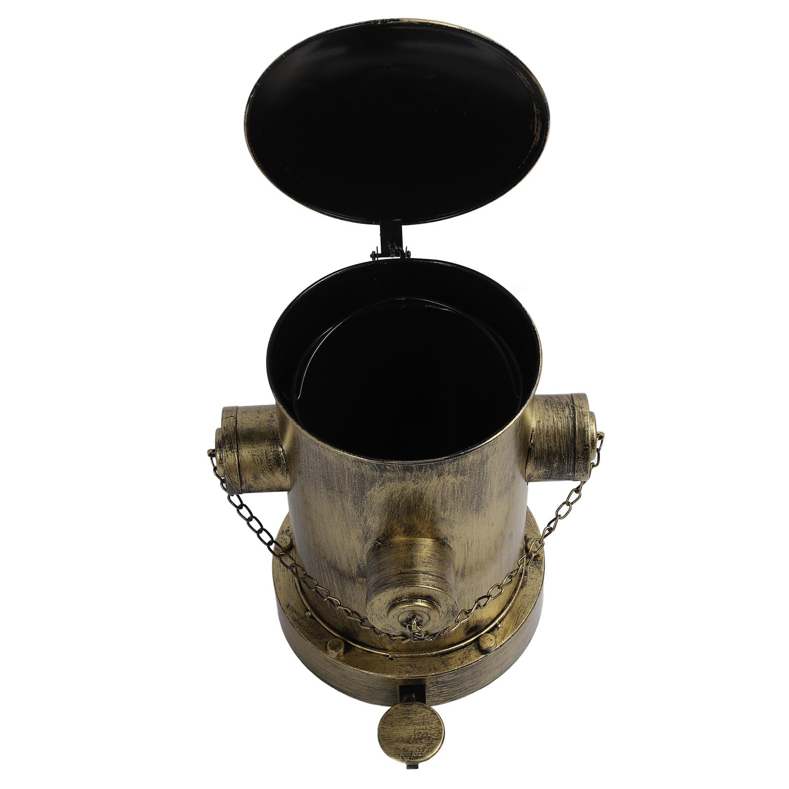 Hydrant Trash Can with Inner Bucket Europn Iron Retro Practical Large Capacity Wrought Iron Pedal Trash Can for Floor Desktop
