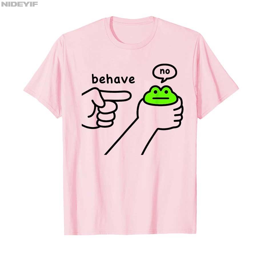 Dishonest Frog Funny Frog Meme Behave No Cartoon Design Tshirt for Men Women 100 Cotton T Shirts Short Sleeve Tops