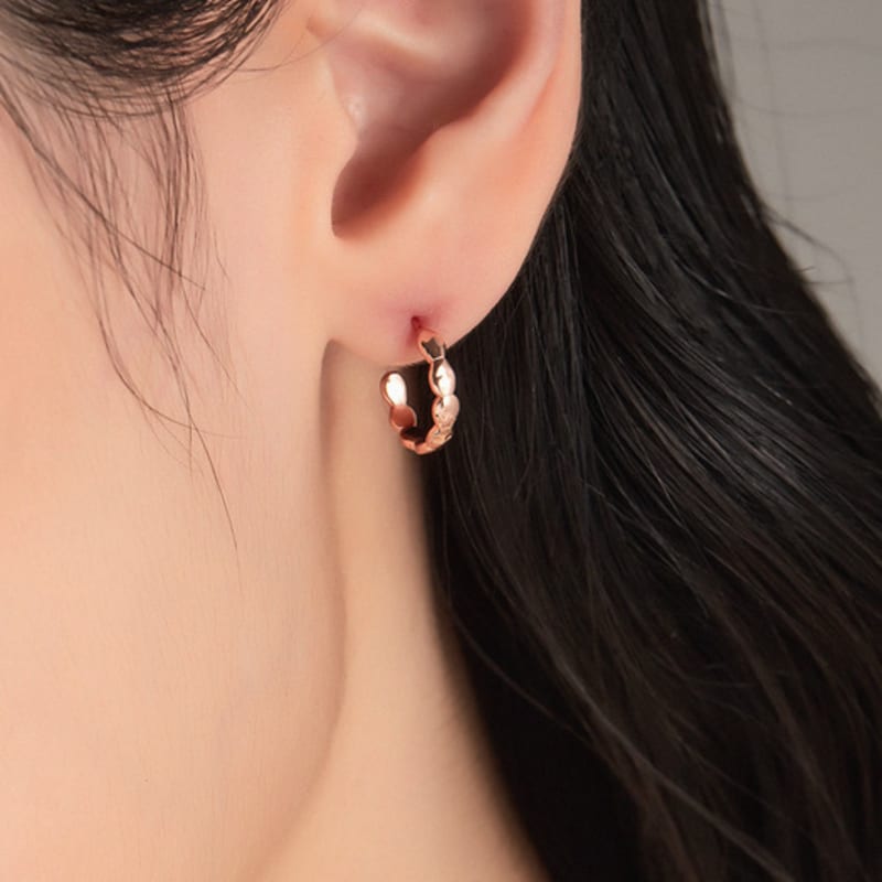 Tirr Lirr Brisa Pebble Stone Silver Pink Earrings TESSVP15167