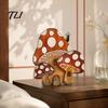 Miniature Mushroom Wood Crafts Wooden Fairy Door Decor, 2D Gnome Elf Ornament, Bunny Hand Fantasy Storybook Style Props Painted Craft,