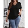 BITCED Women's Fashion Casual Solid Color Print Short Sleeve V Neck Blouses & Shirts