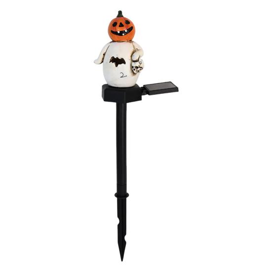 Solar Pumpkin Light Halloween Pathway Light Jack-O-Lantern Stake Outdoor Waterproof Skull Light with Stake for Yard Lawn Decoration