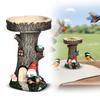 Resin Tree Stump Bird Bath with Gnome and Mushroom Figurine Outdoor Garden Decor for Yard Patio Lawn Ornament