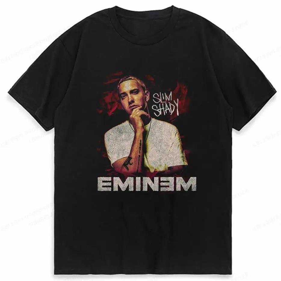 2025 Sommer Rapper Eminem Grafikbedrucktes T-Shirt Herren Retro Reine Baumwolle HipHop Mode Lässig Locker geschnittenes T-Shirt Damen