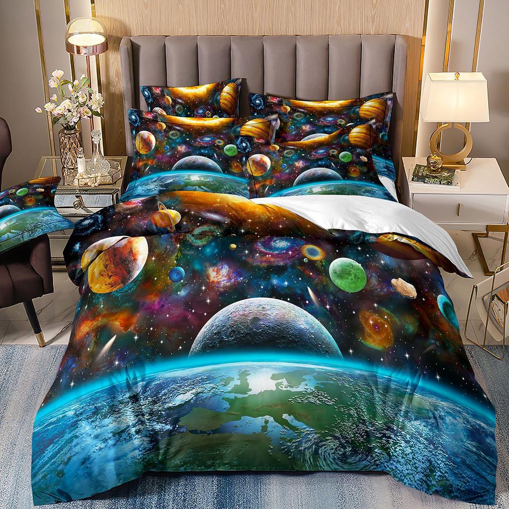 Space Star Bettwäsche-Set Dreiteilig 3D Digitaldruck Bettbezug
