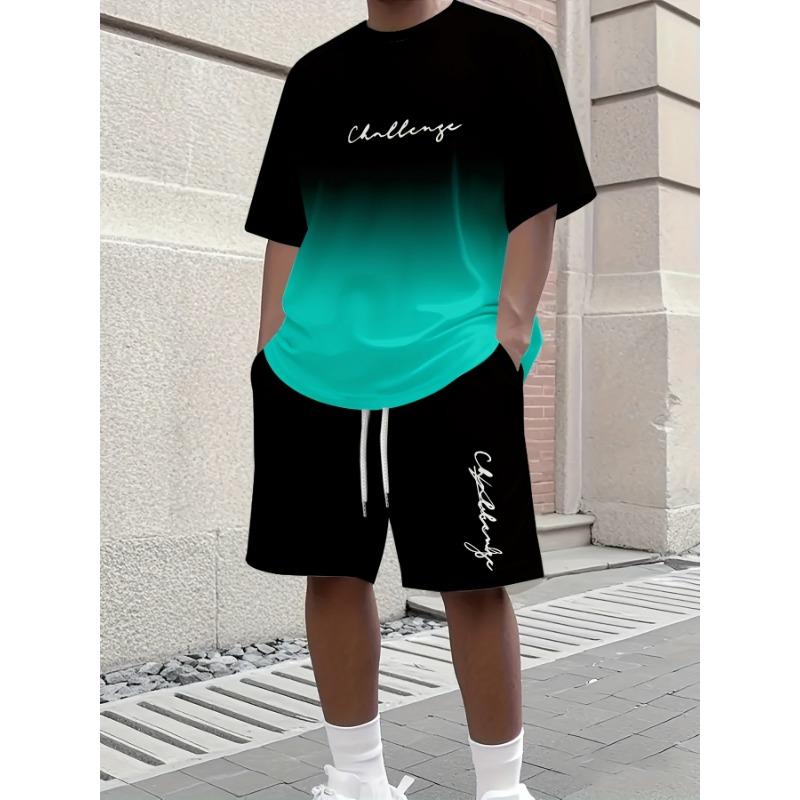 

Men s Fashionable Casual Short Sleeved Shorts 3D Set XL