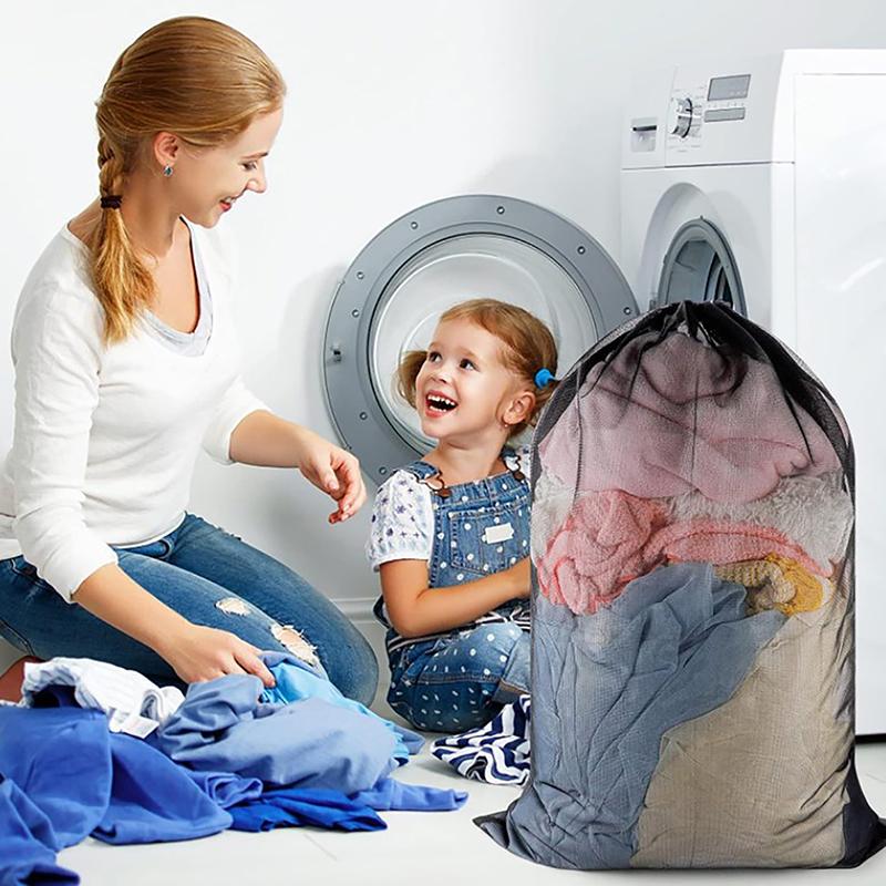 Large Size Laundry Mesh Bag Solid Color Drawstring Laundry Bag Anti-Snagging Anti-Deformation Mesh Clothes Washing Bag 60X90Cm