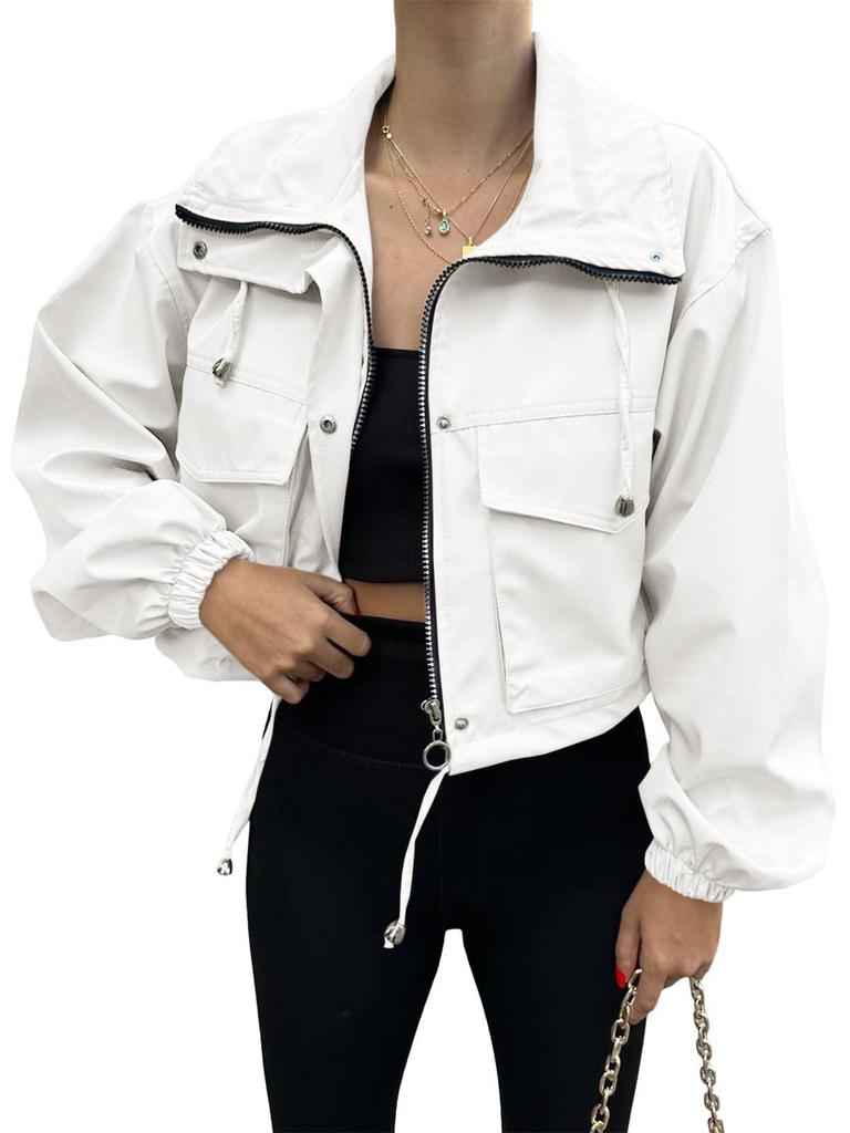 2025 Women's Autumn Solid Color Short Zipper Trench Coat