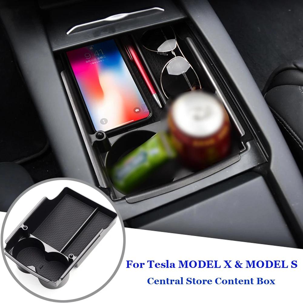 Car Center Console Armrest Storage Box Tray Organizer Anti-Slip Mats Storage Tidying For Tesla MODEL X MODEL S NEW