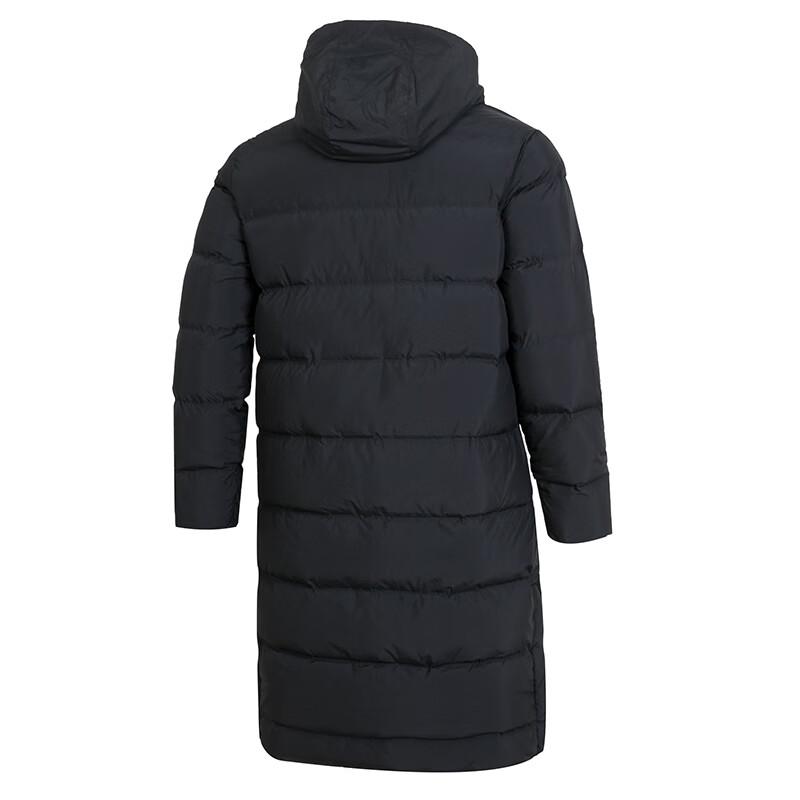 Li Ning Letter Print Hooded Loose Fit Drop Shoulder Zipper Long Sleeve Long Thick Down Jacket Unisex Outerwear Black AMYT366-1