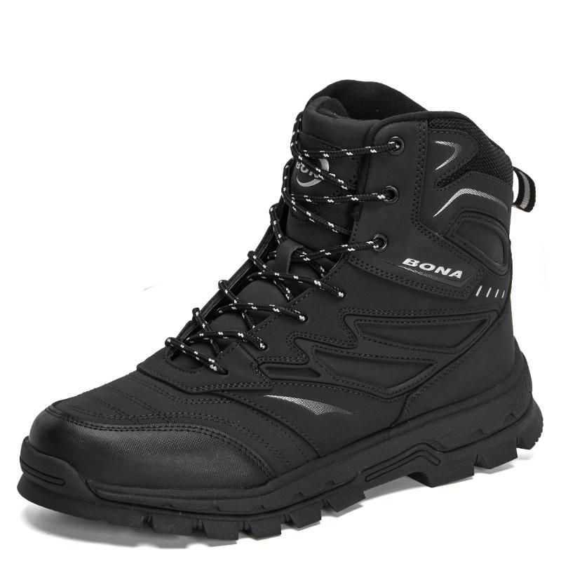 BONA New Designers Brand Action Leather Winter Shoes Men High Top Plush Non-Slip Snow Boots Man Warm Ankle Boots