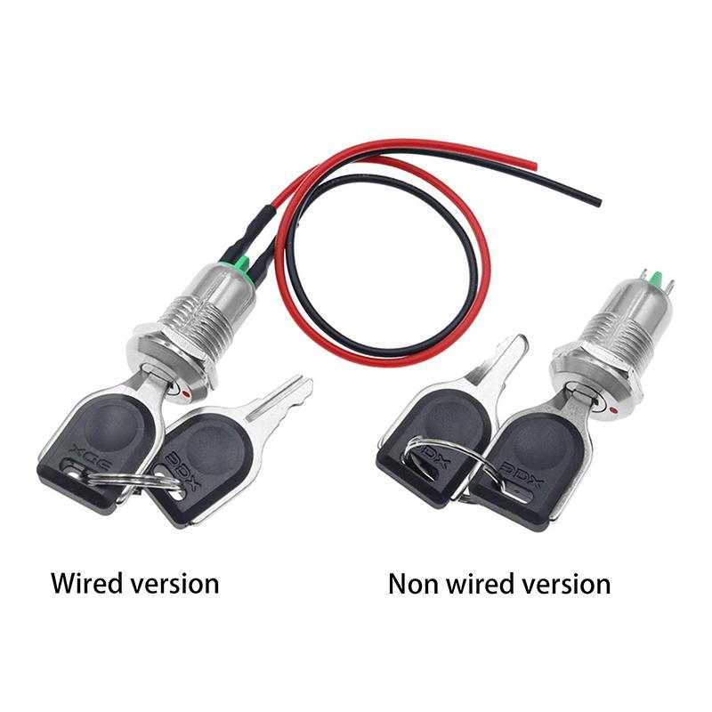 1Pc 12mm Zinc Alloy Electronic Key Switch With 2 Keys ON OFF Phone Lock Security Power Button Tubular Terminals 2 Position 1A