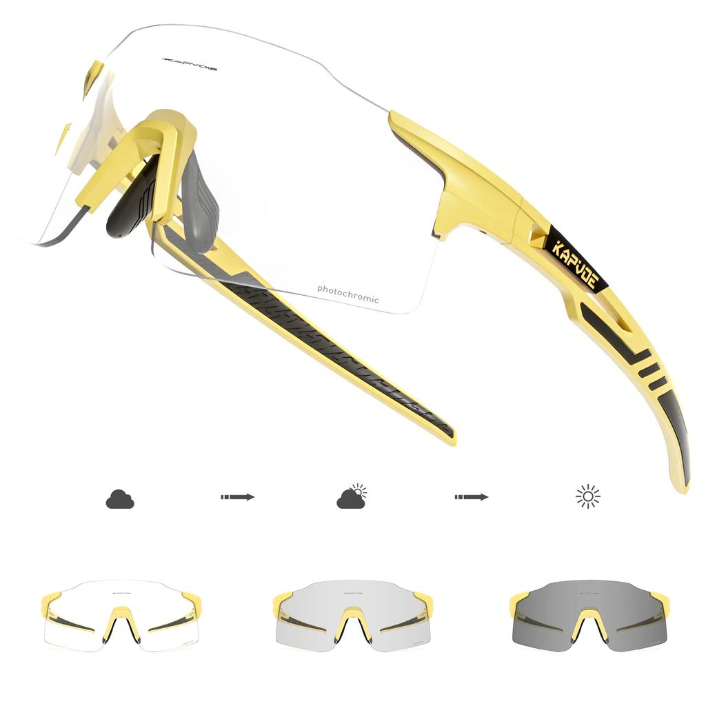 Kapvoe Photochromic Cycling Glasses MTB Cycling Sunglasses Outdoor Bike Eyewear Sports Glasses UV400 Bicycle Goggles Eyepieces