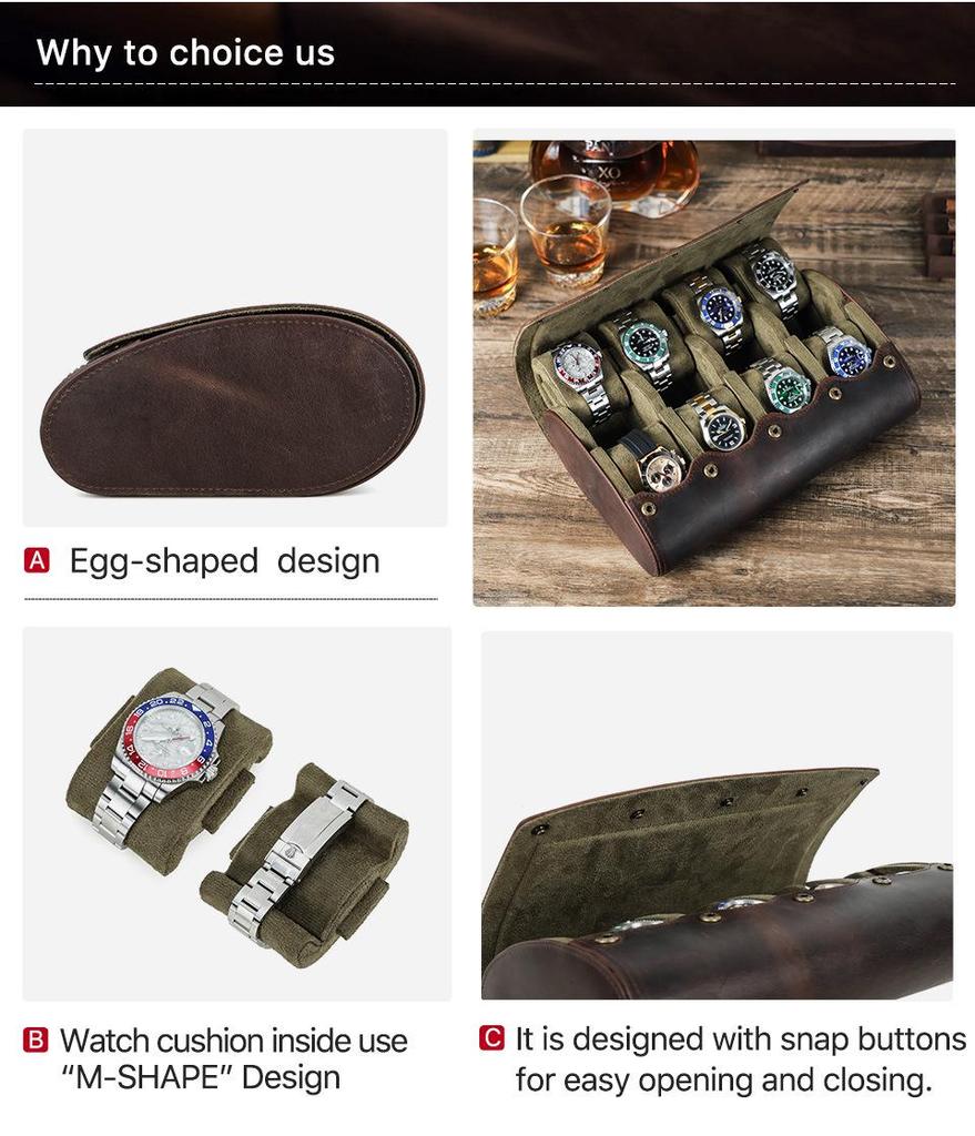 Retro-Acht-Bit-Stil Echte Leder-Uhrenaufbewahrungsbox