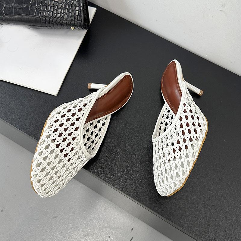 Mode Große Größe 43 Mode Webart Damen Sandalen mit Absatz Pantoletten Schuhe Runde Zehenpartie Flach Damen Dünne Absätze Sandalen Pantoletten Damen Pumps