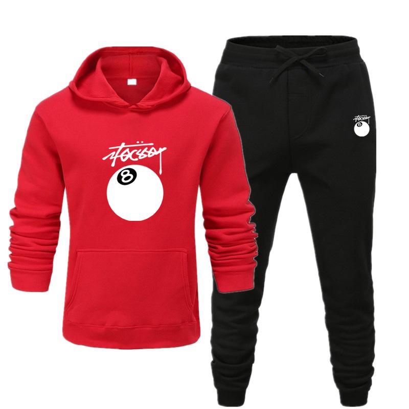 Herr- och damny höst- och vinter plusstorlek bordtennis Nej. 8 Tryckta Sportkläder med Huva Casual Sportklädesset