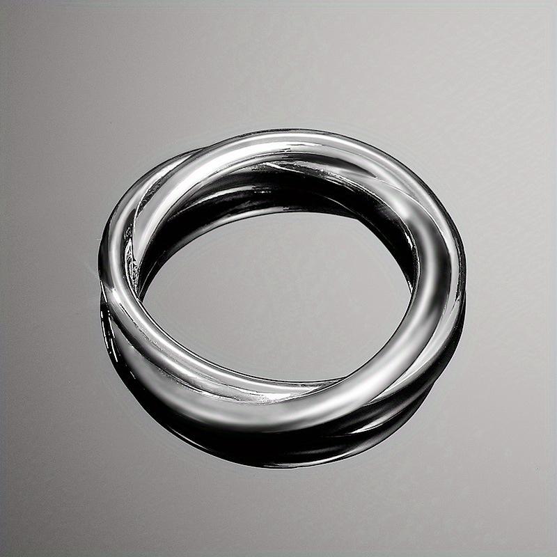 

1 шт. Модное простое двухслойное гладкое кольцо, модное персонализированное кольцо для вечеринки 10 серебряный