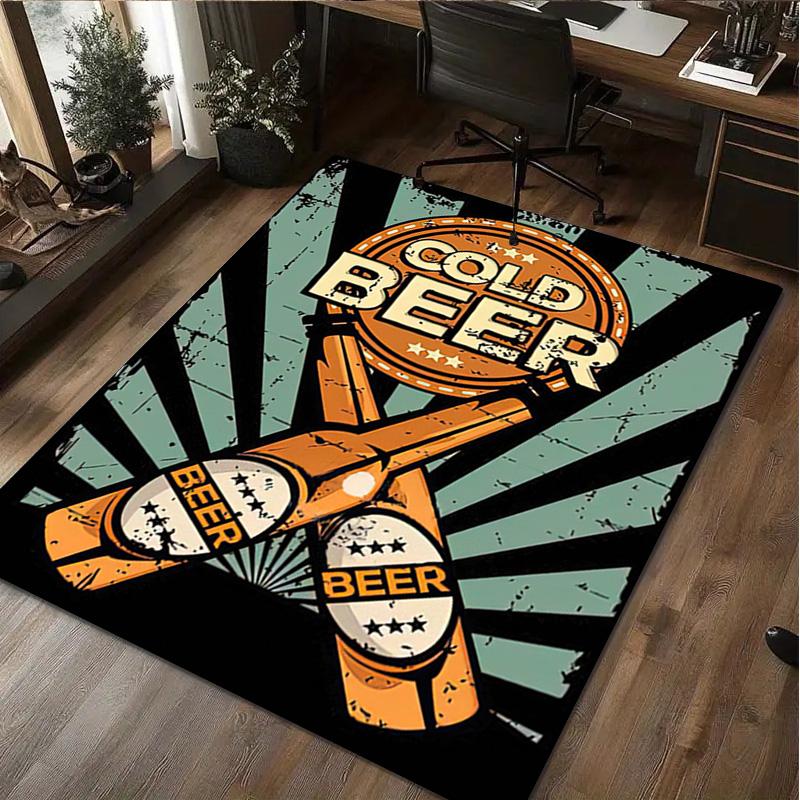 1Pc Beer Print Rug - Home Decoration Carpet For Living Room Bedroom Flooring Computer Chair Area Rug