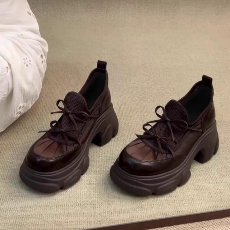 Women Wear Casual Sports Single Shoes with Thick Soles, Round Toes and Thick Heels