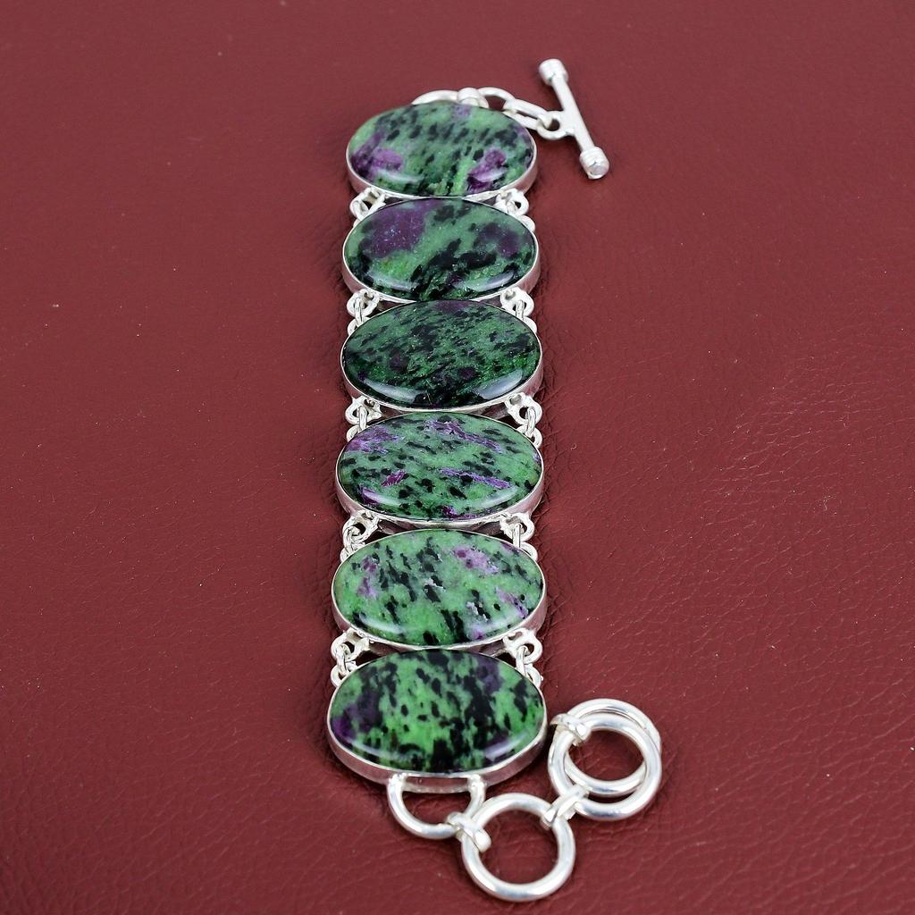 Ruby Zoisite Bracelet 925 Sterling Silver Bracelet Adjustable Chain Bracelet Ruby Zoisite Jewelry Handmade Gemstone Bracelet Gifts for Women