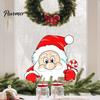 Waterproof Seasonal Window Film Christmas Static Clings, Peeking Santa Reindeer Stickers, Claus Wall Stickers No‑Glue Cartoon Decals for
