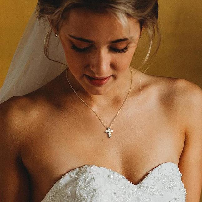 European and American stainless steel zircon cross necklace pendant clavicle chain titanium steel