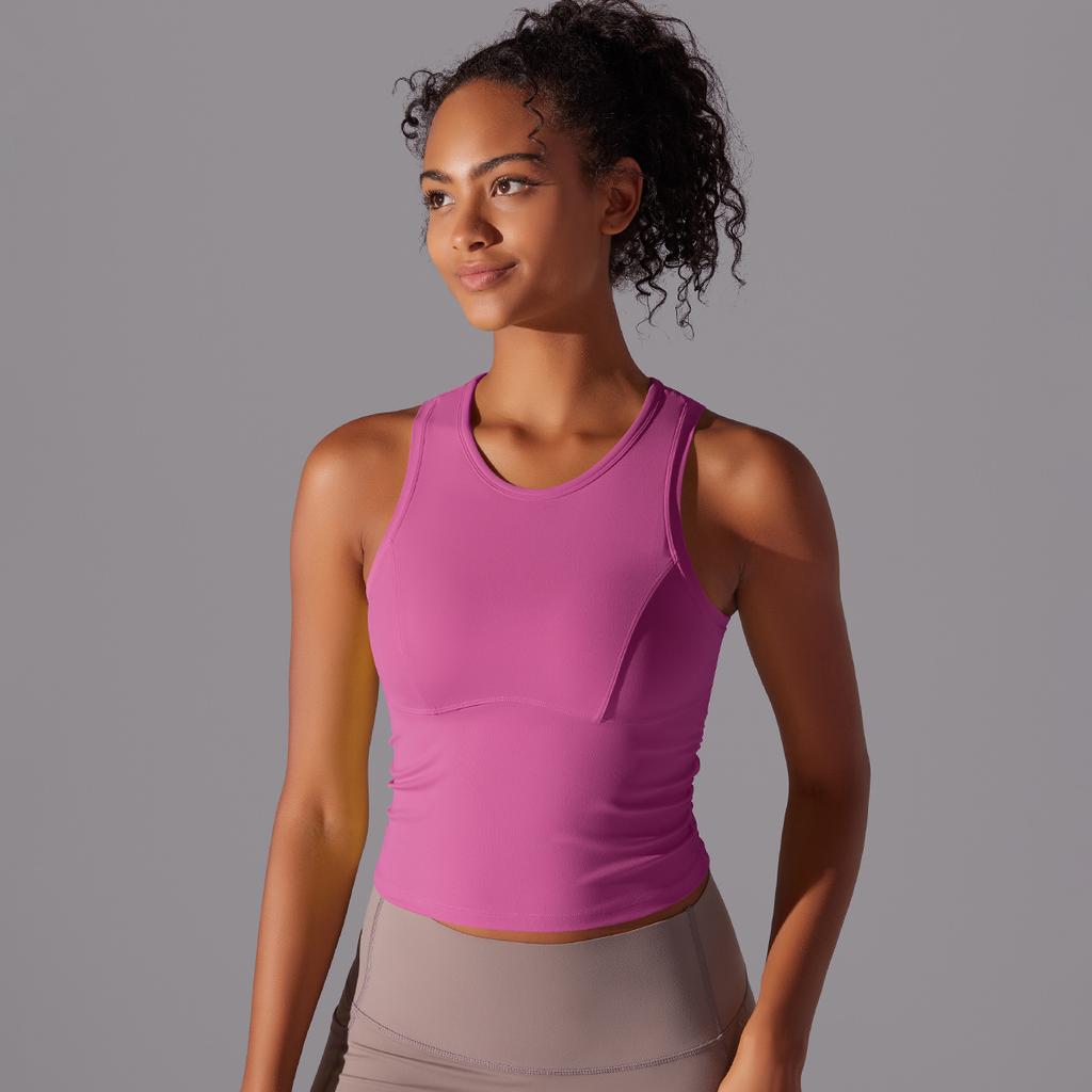 Professional Yoga Women's Beautiful Back Exercise, Running Fitness, Breathable Pleated Vest, Quick Drying Fitness Suit, Sexy Slim Fit Top