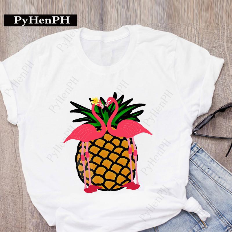 Ins New Fashion Flamingo T-shirt Short-sleeved Female Student Innerwear T-shirt On The Street Women Clothing