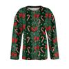 Damen Weihnachtsdruck Langarm Strick Cardigan Knopfleiste Pullover Mantel für Feiertage