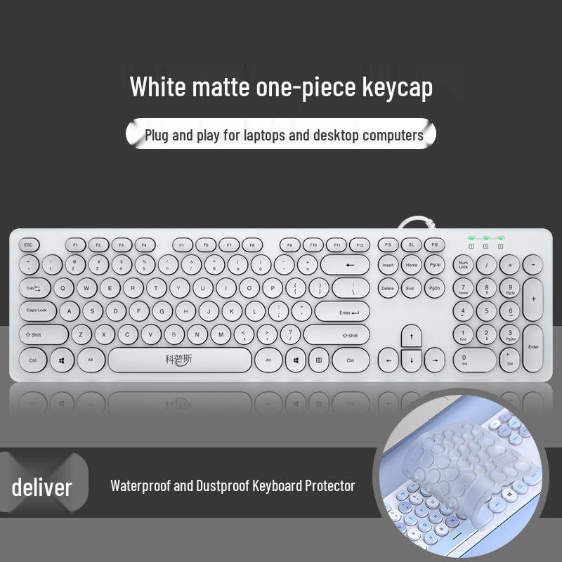 Silent Wired Chocolate Keyboard and Mouse Set for Laptops - Membrane Office Design for Girls