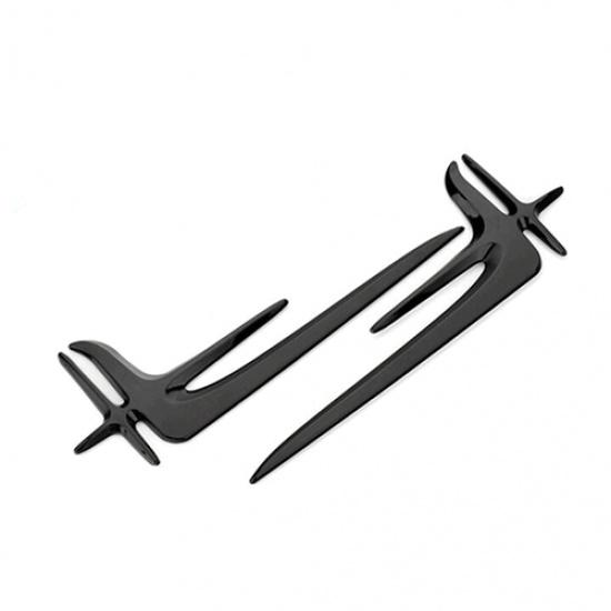 Fit For Mercedes-Benz General Black Angel Wings Rear Door Fender Panel Trim 2pcs