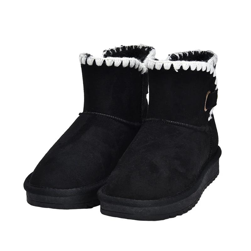 Femme Bottes de Neige Courtes d'Hiver en Peau de Mouton Femme Imperméables Bottines Naturelles Doublées Fourrure Cheville Chaud Augmenter Chaussures Plates Nouvelles Bottes