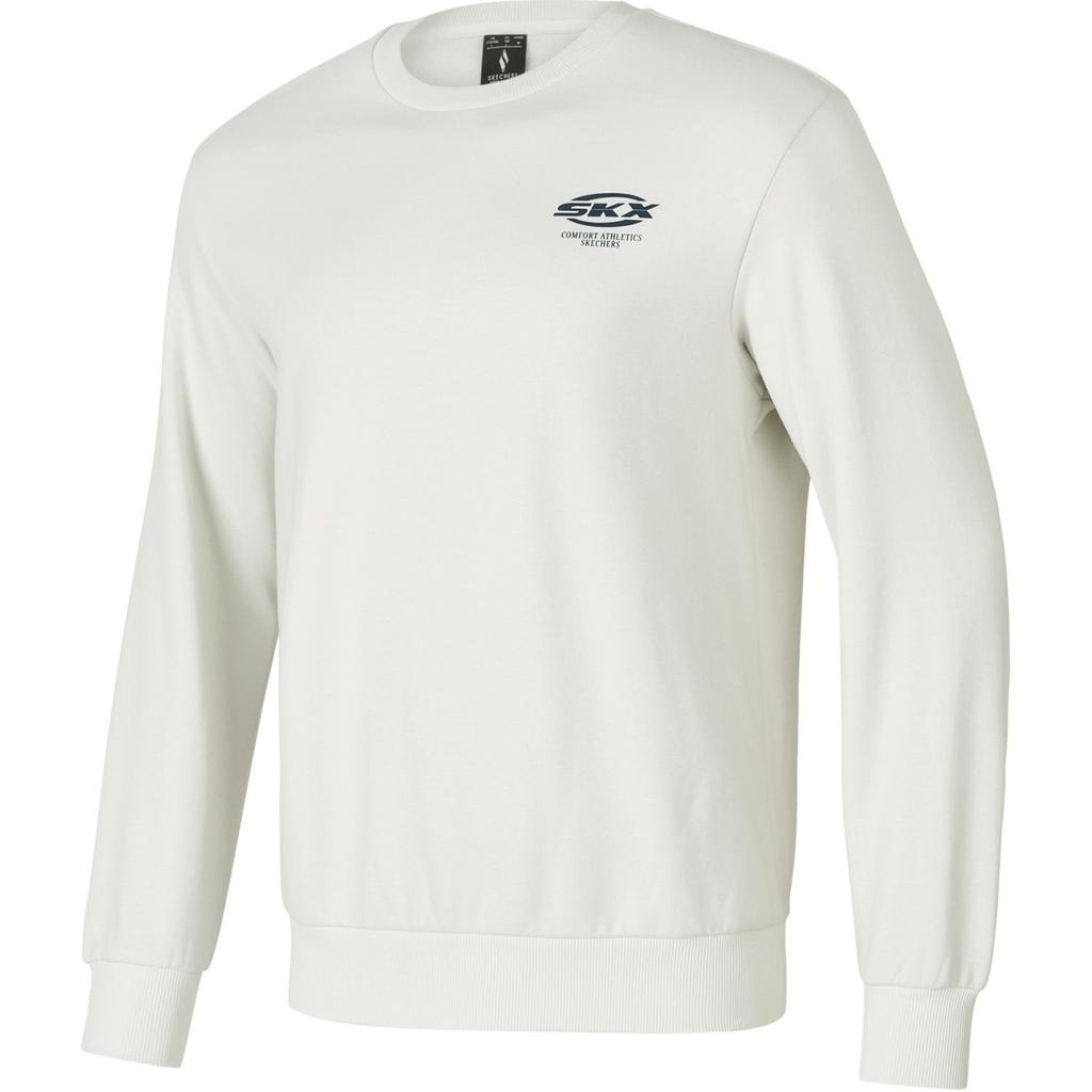 Skechers Letter Pullover Round Neck Long Sleeve Sweatshirt Unisex Sweatshirt White P424U031-01NJ