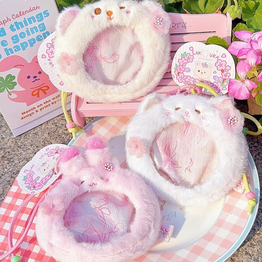 Kawaii Transparent Badge Ita Bag Fluffy Animal Badge Display Plush Pendant Soft Keyring Plush Coin Purse Goods Display Wallet
