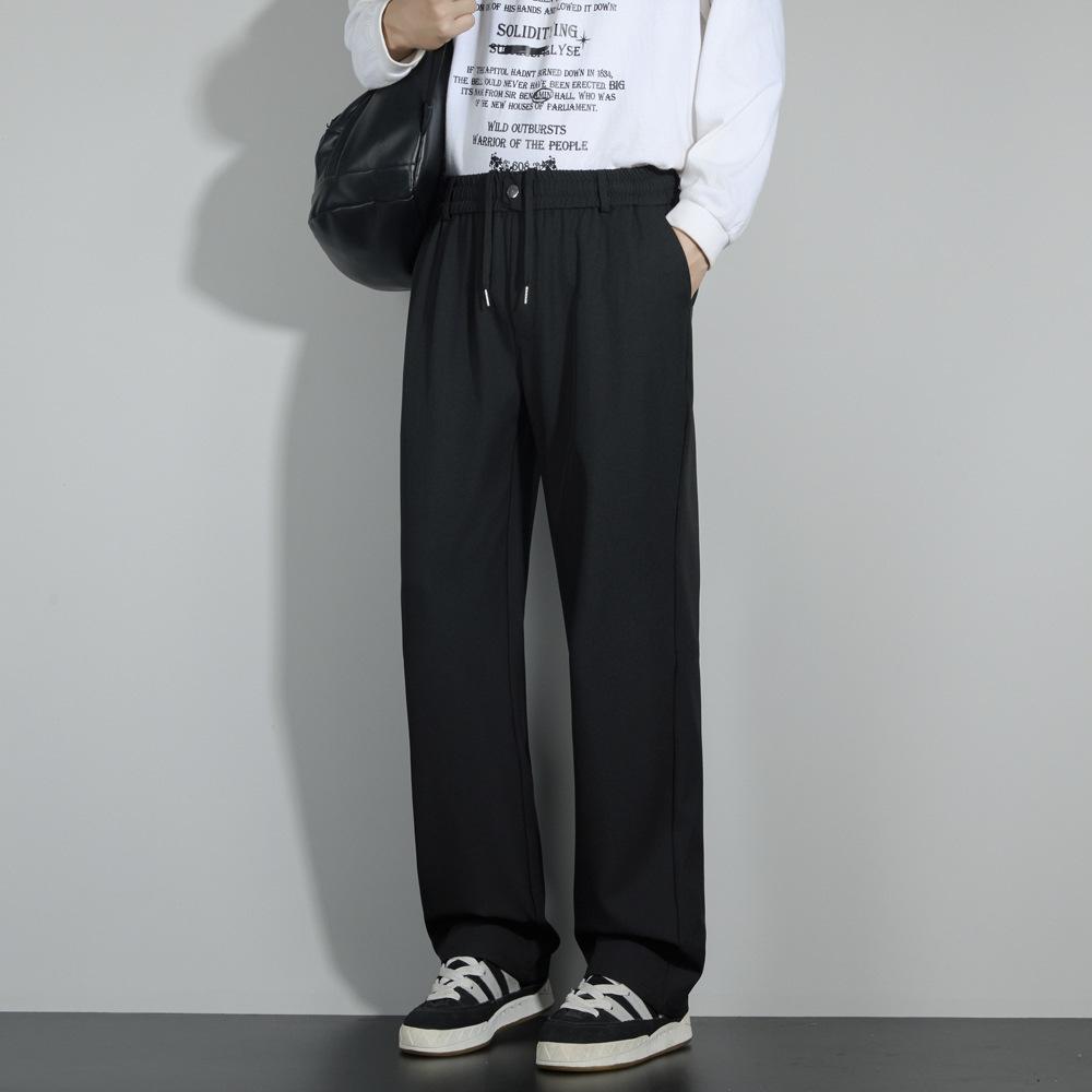Drawstring drape casual suit pants men's loose and versatile high-end American straight-leg trousers men's small trousers