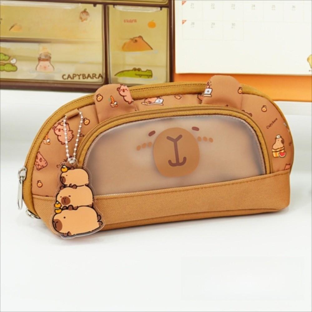 Desktop Storage Animal Capybara Pencil Case Kawaii Multi Layer Pencil Pouch  Study Supplies
