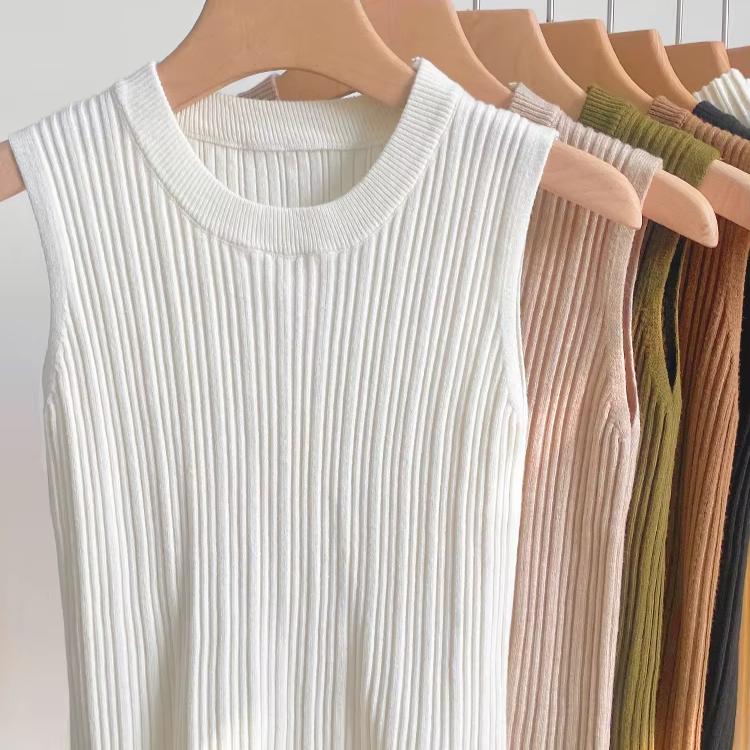 Top Tank Femei de Vară Primăvară Fără Mâneci Tricouri Tricotate Femei Elastic Slim Casual Veste Topuri Scurte Veston Pulover Cămăși