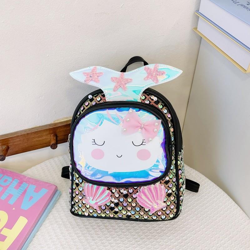 

Girls Backpack Children With Shiny Shell Mermaid Tail For Kindergarten Use