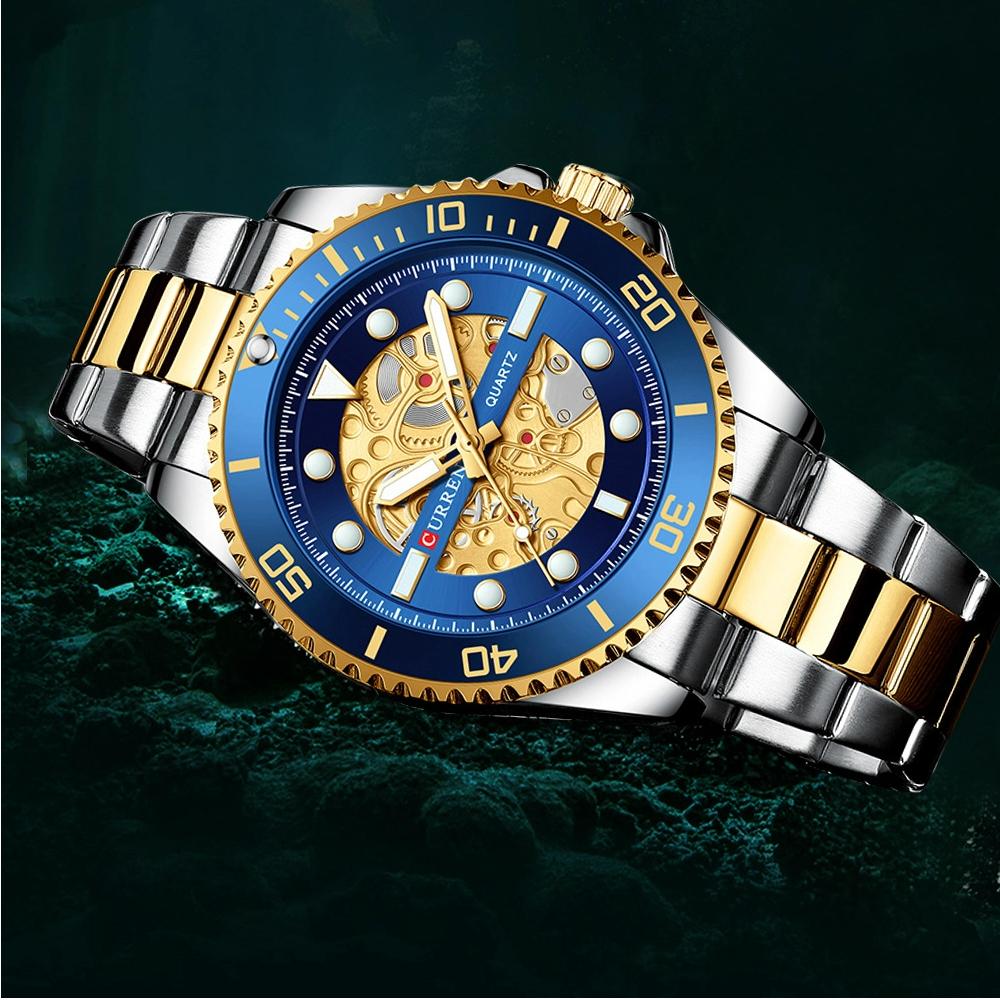 CURREN Fashion Business Men's Watch Quartz Waterproof Night Light Unique Rotating Bezel Luxury Watches