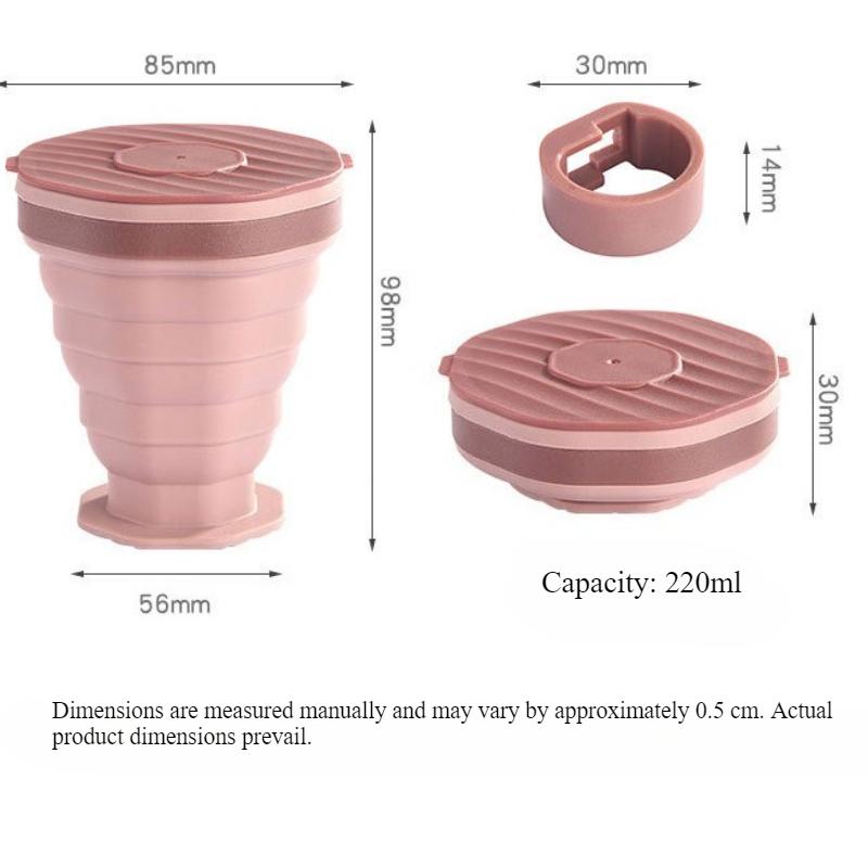 Nový přenosný skládací silikonový hrnek s víčkem a šňůrkou, vhodný na cestování na kávu, vodu, ústní vodu, lehký